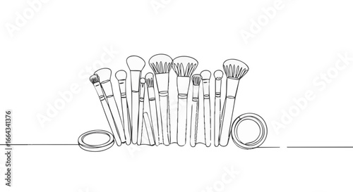 Set of makeup brushes for beauty and makeup purposes.