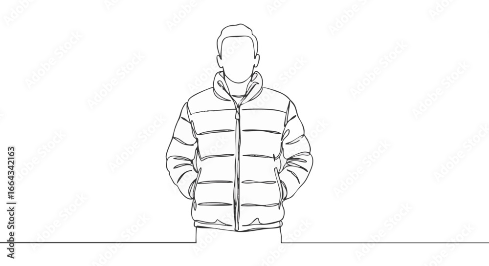 Fototapeta premium A person in winter clothing with minimalist line art style.