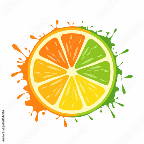 Citrus Slice with Splash Effect Vector Design Orange Lemon Lime
