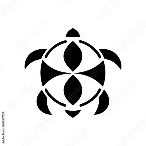 Black sea turtle icon designed for marine wildlife and ocean conservation themes suitable for logos or branding related to nautical adventures and ocean projects.