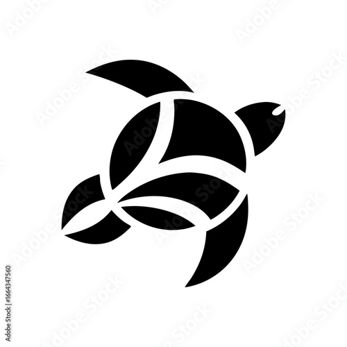 Black sea turtle icon designed for marine wildlife and ocean conservation themes suitable for logos or branding related to nautical adventures and ocean projects.