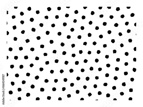 Black Polka Dot Pattern on White Background - Hand-Drawn Style