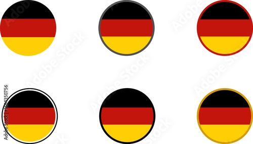 Round German Flags with Outlines