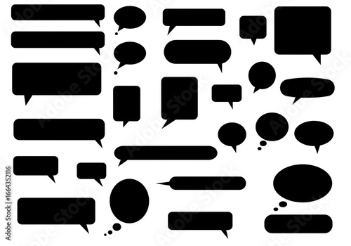 Dynamic collection of speech bubbles and thought clouds in various modern shapes and sizes, perfect for conveying ideas and conversations instantly.