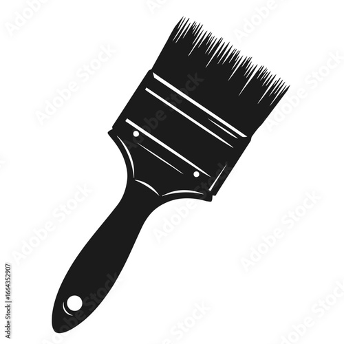Monochrome Illustration of a Classic Paintbrush Tool with Bristles and a Handle for Artistic Painting and Home Improvement vector illustration 