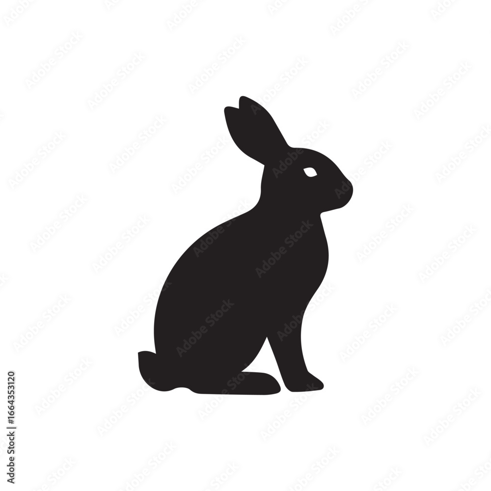 Fototapeta premium Black silhouette of rabbit icon with simple and clean design. Suitable for decoration, print, web graphics, and nature-themed projects