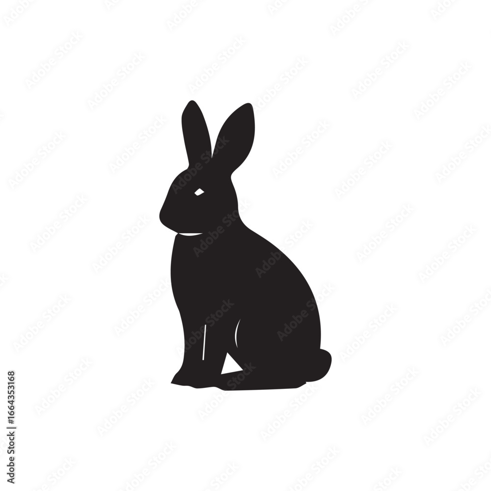 Obraz premium Black silhouette of rabbit icon with simple and clean design. Suitable for decoration, print, web graphics, and nature-themed projects
