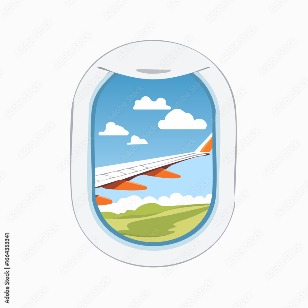 Obraz premium Airplane Window View Pixel Art Illustration