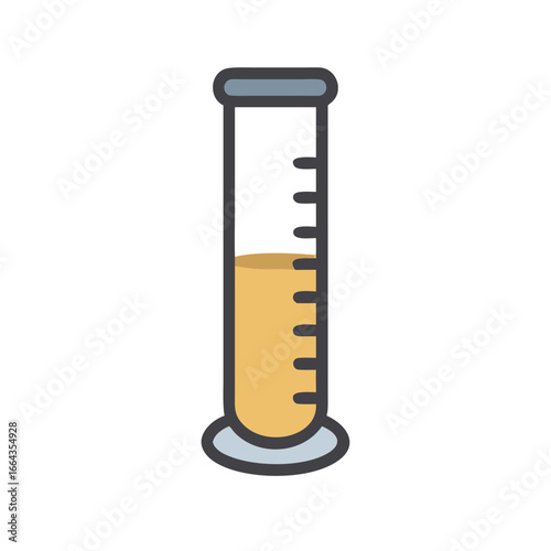 Simple flat design illustration of a graduated cylinder with liquid isolated on transparent background