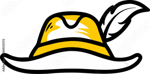 Pirate hat with feather illustration on white background