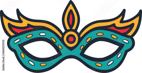 Elegant masquerade mask with intricate decorative edges on white background