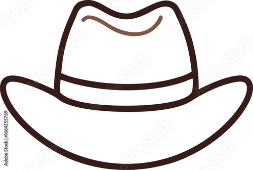 Classic cowboy hat with a wide brim on a white background