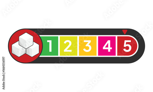 label sugar content of food and beverages. Flat icon health sugar content.