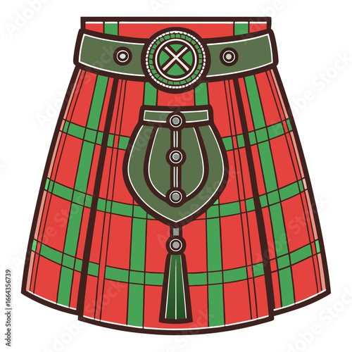 Traditional scottish kilt with sporran banner design
