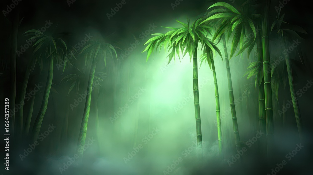 Naklejka premium Misty Bamboo Forest