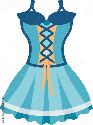 Elegant victorian era dress with corset illustration