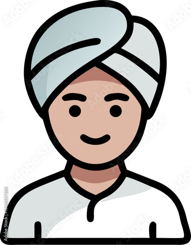 Man with traditional turban illustration on white background