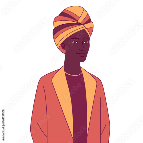 Person wearing a turban on white background