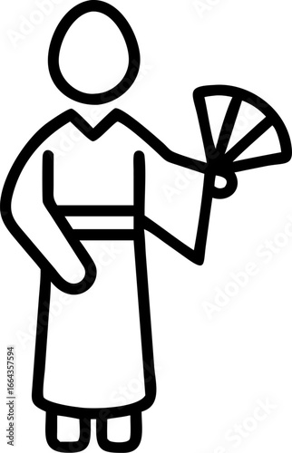 Elegant person in traditional kimono holding a decorative folding fan