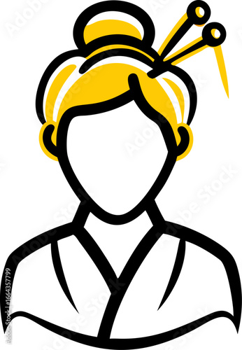 Elegant geisha hairstyle with decorative hairpin