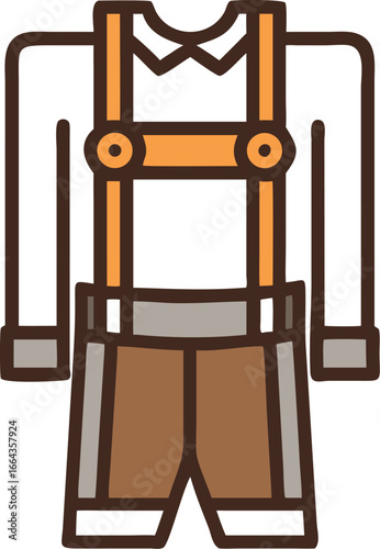 Man in traditional bavarian lederhosen with suspenders