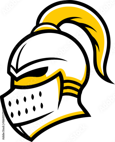 Medieval knight helmet with closed visor illustration