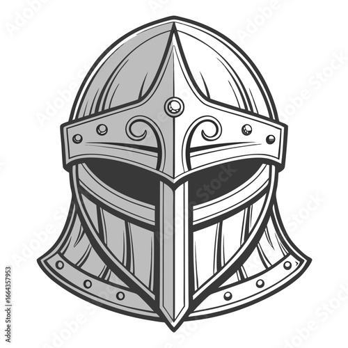 Medieval knight helmet with closed visor illustration