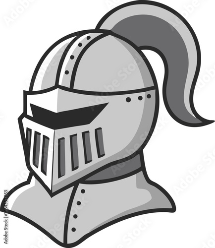 Medieval knight helmet with visor down vector design