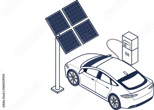 Green renewable solar panels on a white background provide clean energy for homes
