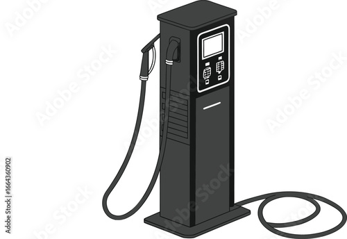 A classic gas pump at an old station with retro equipment and a telephone for communication
