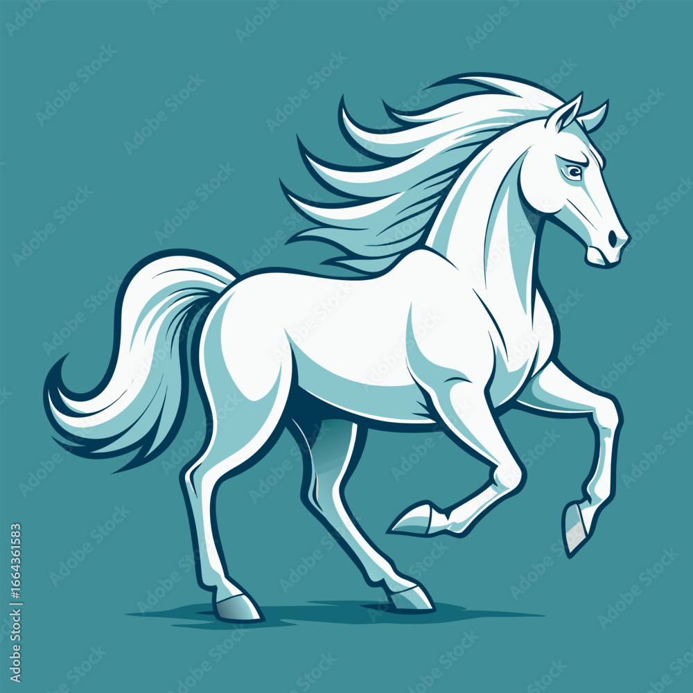 Obraz premium a-majestic-white-horse-in-full-gallop--its-mane-an eps