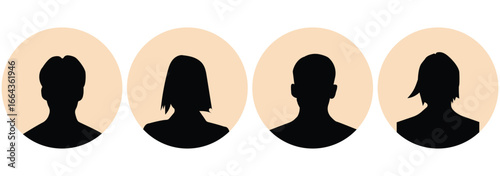 male and female, in uniform minimalist grey tones. User profile icon set. Vector illustration of various user profile icons. Flat illustration in grayscale. Avatar, user profile, person icon, gender 