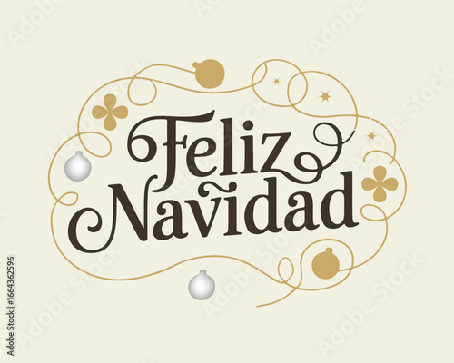 Elegant feliz navidad greeting card with festive decorative elements