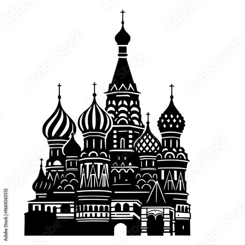 St. Basil's Cathedral silhouette in Moscow with a clear background