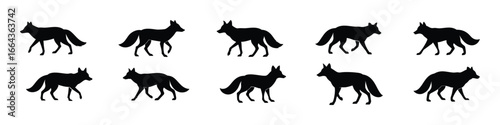 Fox Walking Silhouette Wild Animal Vector Illustration for Wildlife Nature and Outdoor Adventure Design