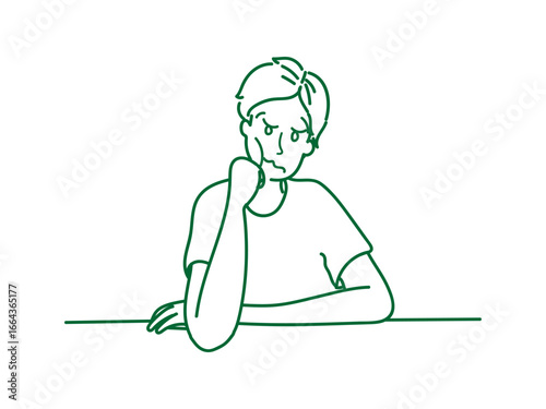 イラスト　頬に手
