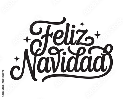 Feliz navidad elegant hand lettering christmas greeting design in black