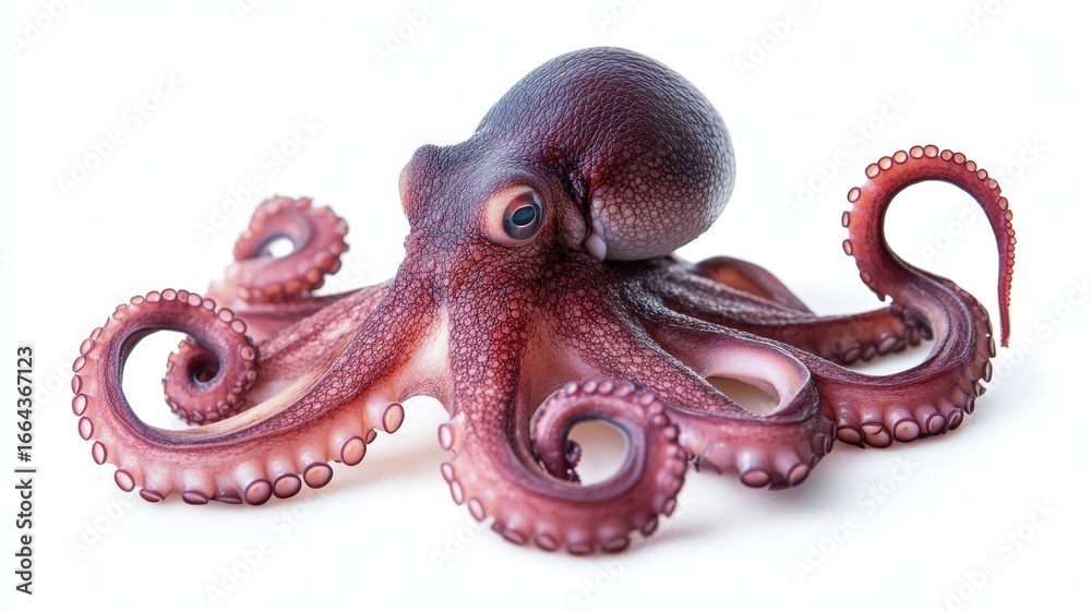 Fototapeta premium Raw fresh octopus on white background