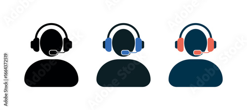 Customer Support Icon, Call Center Agent Headset Symbol, Helpline Service Vector, Technical Assistance Logo, Online Chat Representative Illustration for Business Communication and Client Care Design