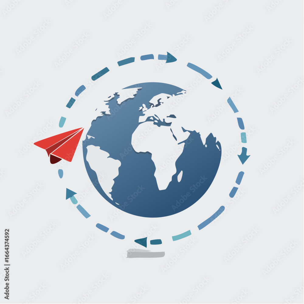 Naklejka premium Global Connectivity Illustration With Paper Airplane