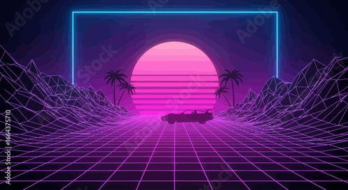 Synthwave Sunset Drive A Retro 80s Aesthetic with Neon Grids