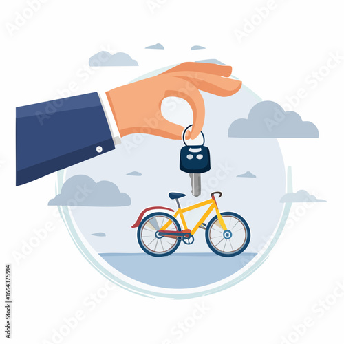 Hand Delivering Bicycle Key Illustration