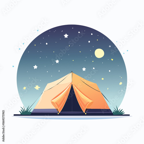 Orange Camping Tent Under Starry Night Sky