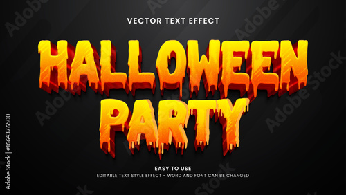 editable text effect halloween party 3d style premium vector 