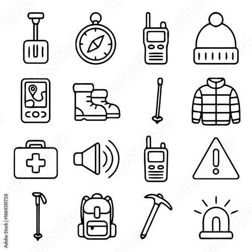Survival Kit Essentials: A comprehensive array of essential items for a safe and prepared adventure, including tools for navigation, communication, and emergency response. 