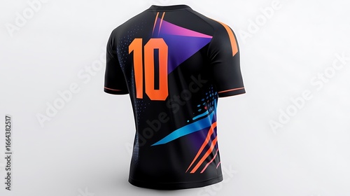 Black sports jersey with vibrant graphic design