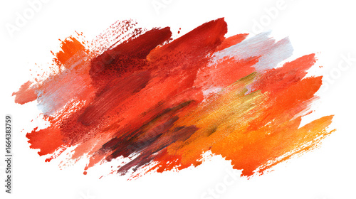 Vibrant strokes of warm watercolor paint create an energetic abstract splash of color.