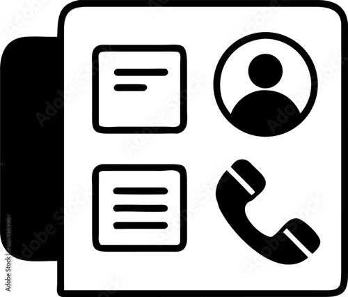 Streamlined digital communication and contact management interface icon, symbolizing essential business interactions, customer support, and personal network connections in a modern.