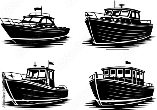 Various Styles of Boat Vectors A Nautical Collection of Boat Silhouette Designs