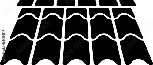 Roof Tiles Icon Black and White Vector Illustration of Interlocking Roof Tiles, Suitable for Construction, Architecture, and Design Projects